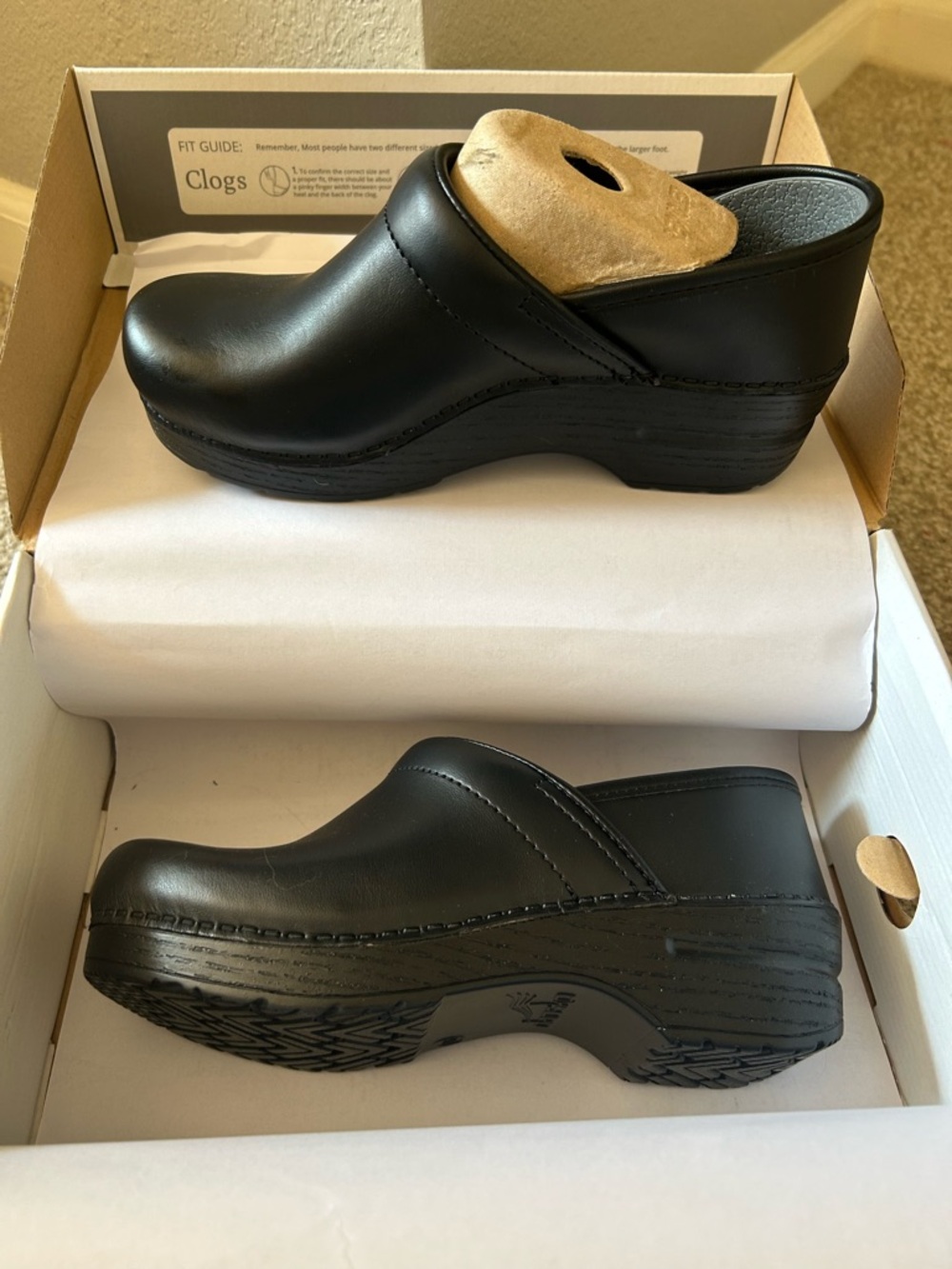 Dansko Black Leather Slip-On Clogs for Women
